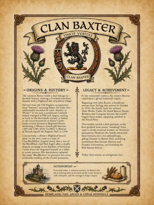 Scottish Clan Baxter Heritage Poster - Instant Digital Download