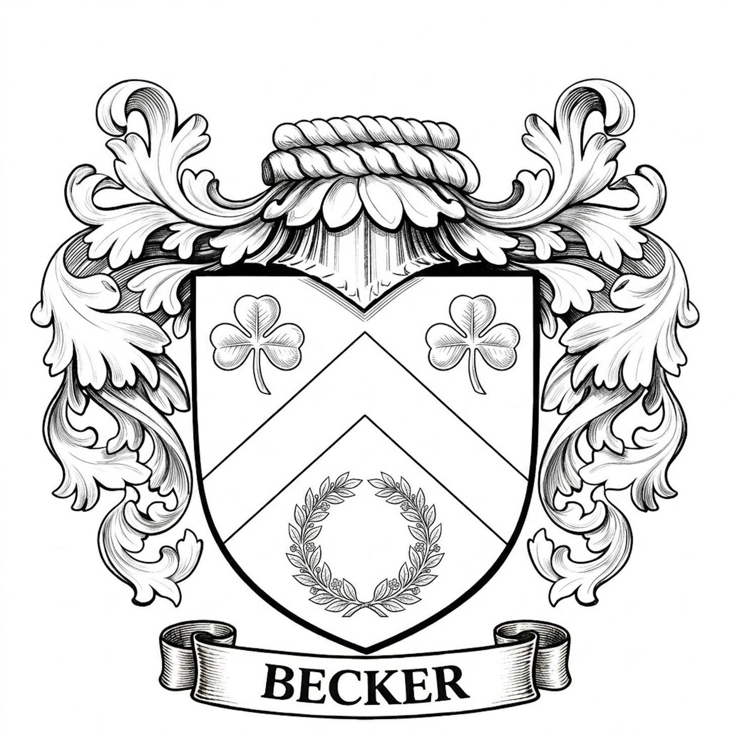 The Becker Family Coat of Arms digital download: Includes Color PNG, B&W PNG, and SVG vector files
