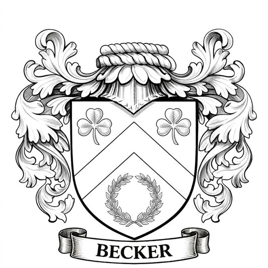 The Becker Family Coat of Arms digital download: Includes Color PNG, B&W PNG, and SVG vector files