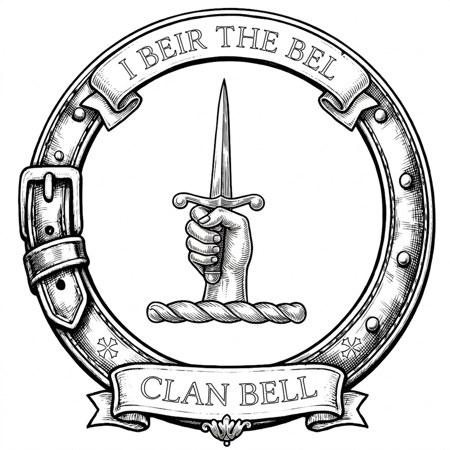 Clan Bell Crest digital download: Includes Color PNG, B&W PNG, and SVG vector files