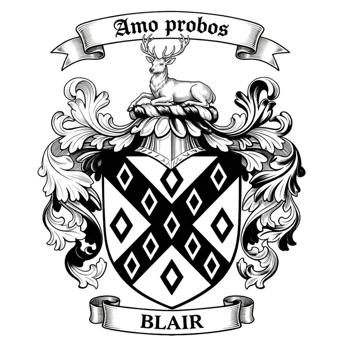 The Blair Family Coat of Arms digital download: Includes Color PNG, B&W PNG, and SVG vector files