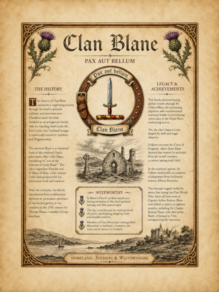 Scottish Clan Blane Heritage Poster - Instant Digital Download
