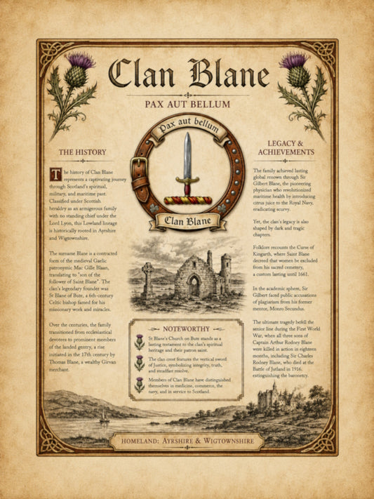 Scottish Clan Blane Heritage Poster - Instant Digital Download