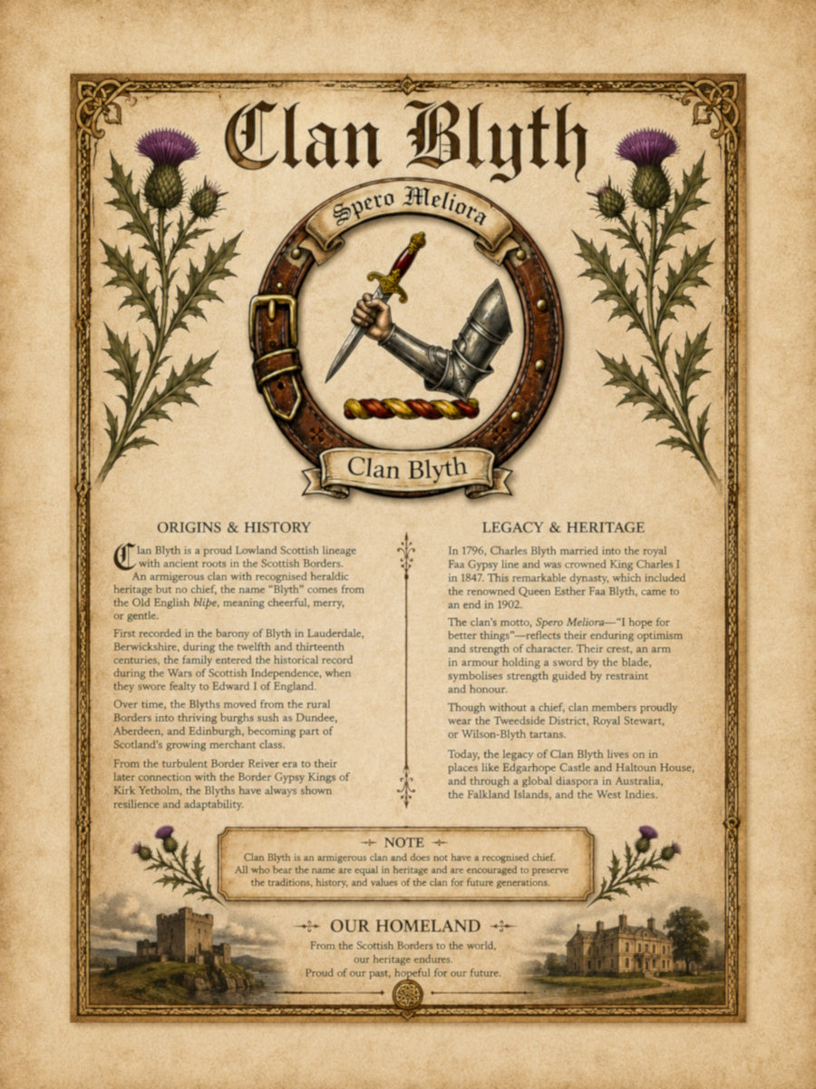 Scottish Clan Blyth Heritage Poster - Instant Digital Download