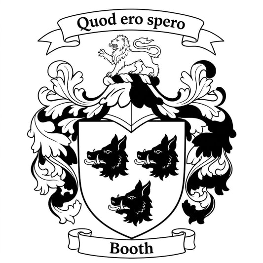 The Booth Family Coat of Arms digital download: Includes Color PNG, B&W PNG, and SVG vector files
