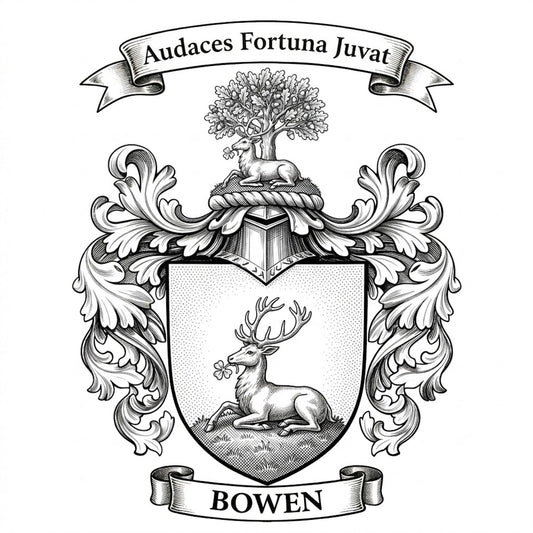 The Bowen Family Coat of Arms digital download: Includes Color PNG, B&W PNG, and SVG vector files