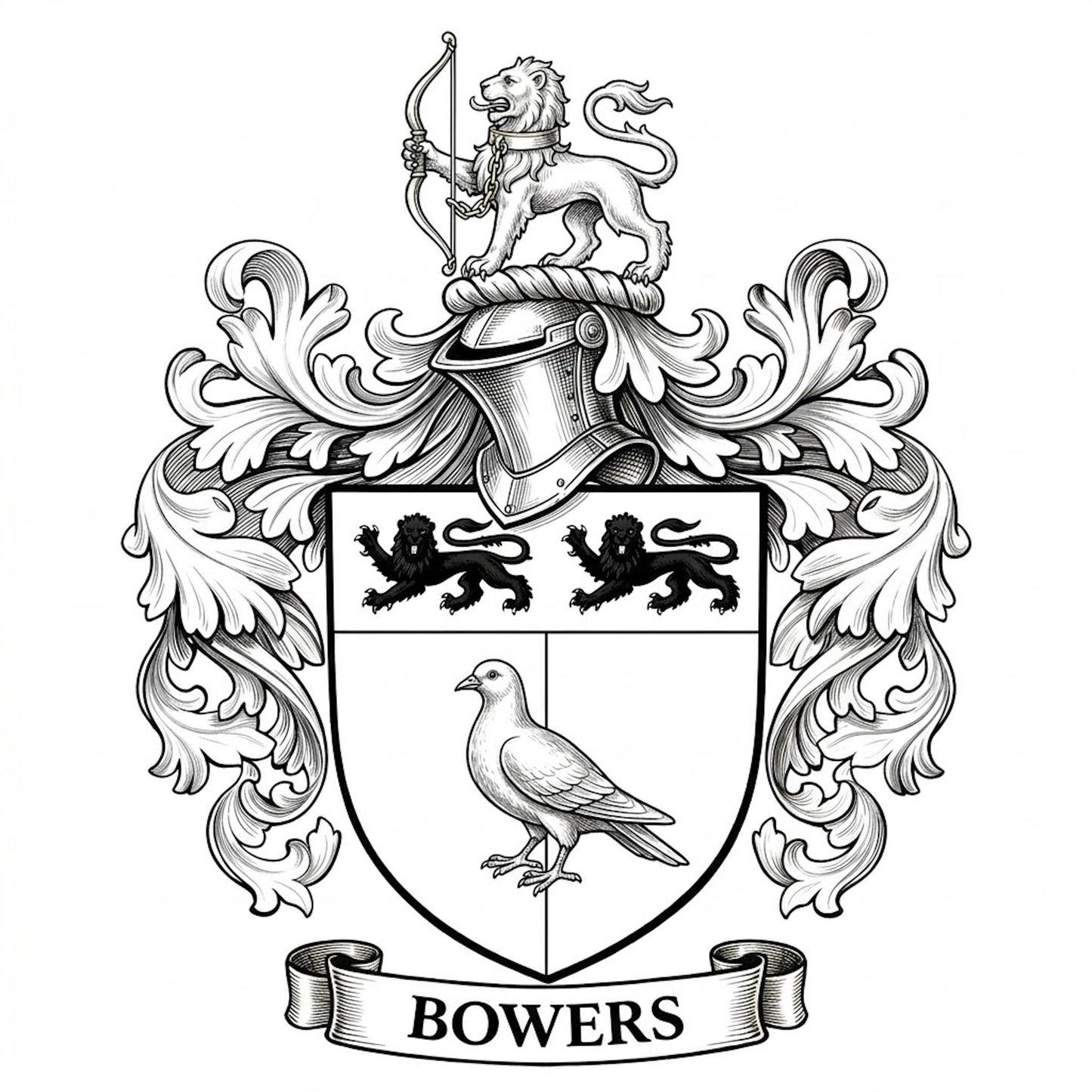 The Bowers Family Coat of Arms digital download: Includes Color PNG, B&W PNG, and SVG vector files