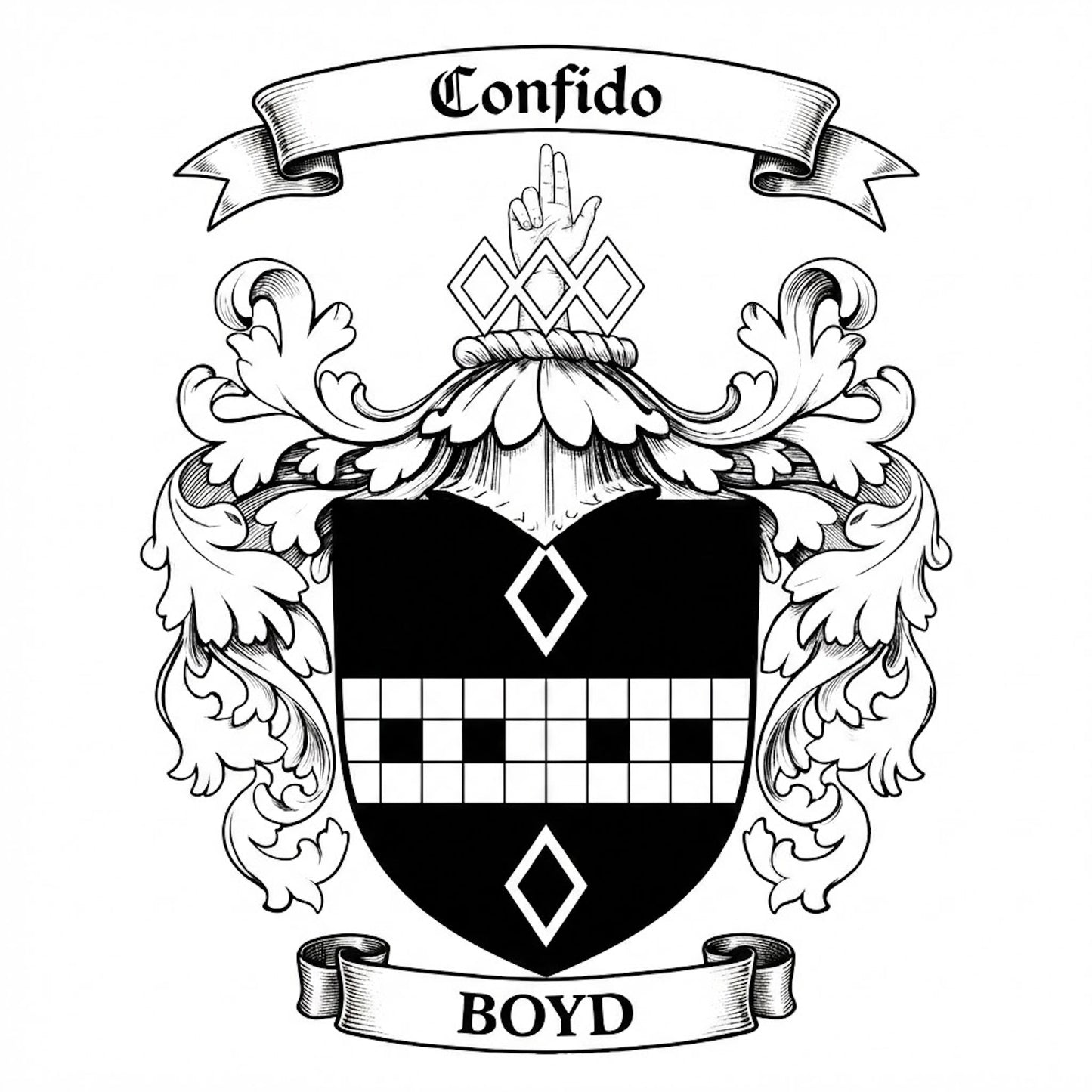 The Boyd Family Coat of Arms digital download: Includes Color PNG, B&W PNG, and SVG vector files