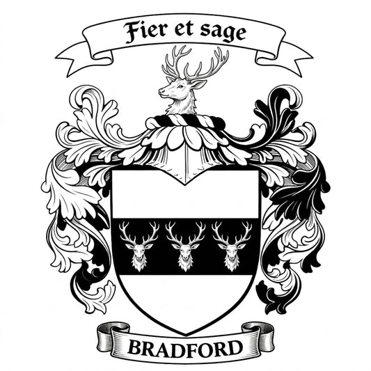 The Bradford Family Coat of Arms digital download: Includes Color PNG, B&W PNG, and SVG vector files