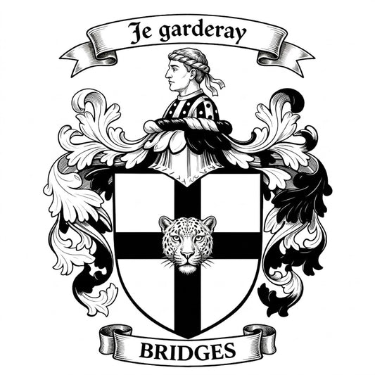 The Bridges Family Coat of Arms digital download: Includes Color PNG, B&W PNG, and SVG vector files