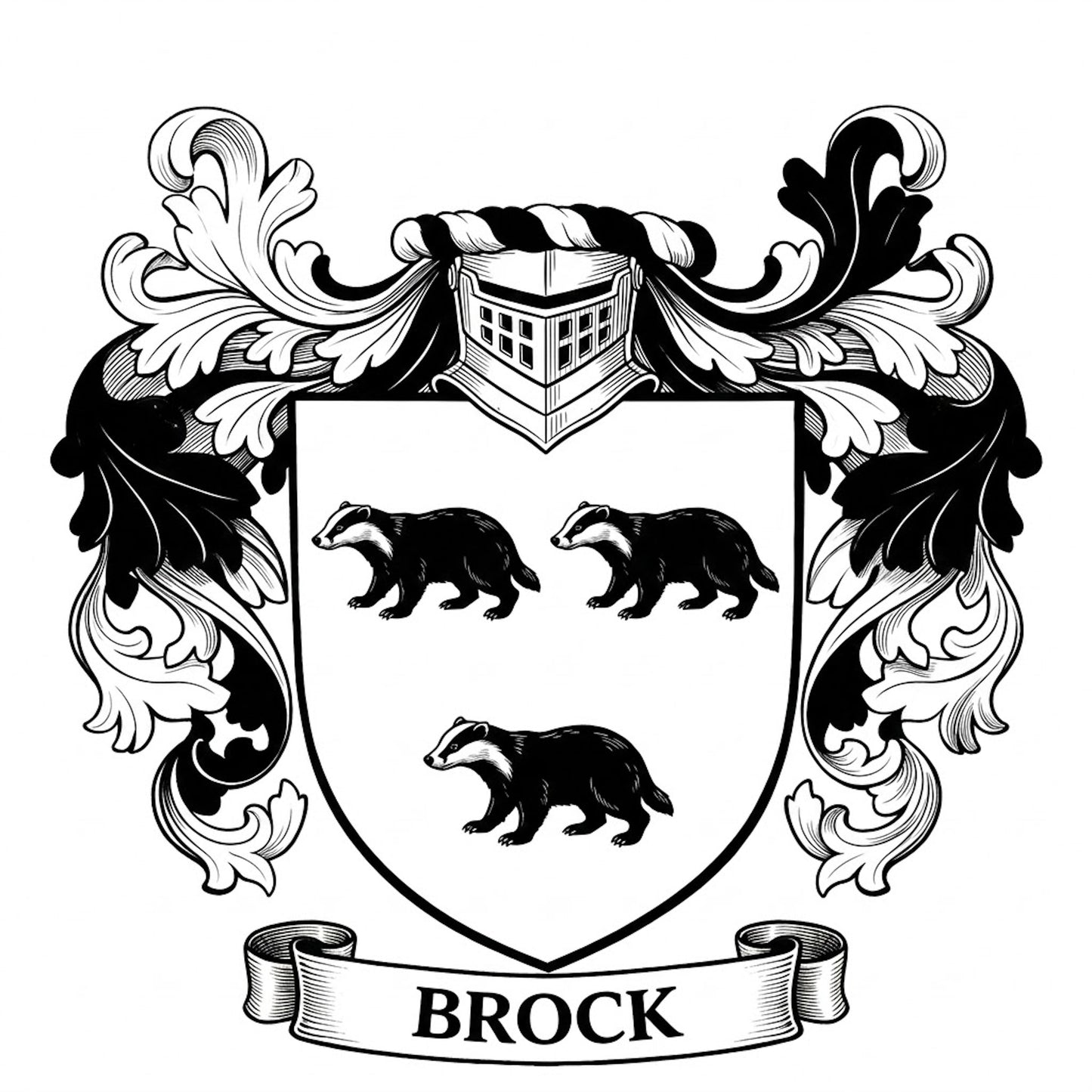 The Brock Family Coat of Arms digital download: Includes Color PNG, B&W PNG, and SVG vector files