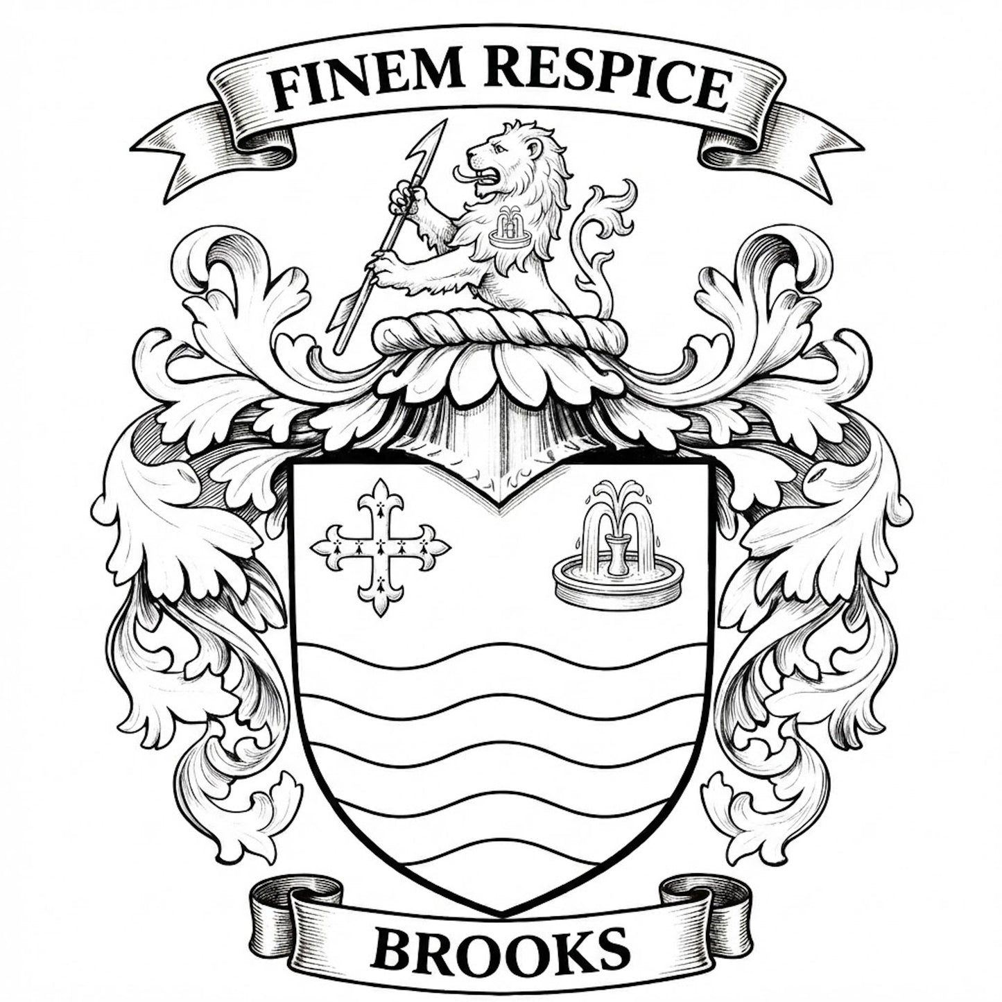 The Brooks Family Coat of Arms digital download: Includes Color PNG, B&W PNG, and SVG vector files