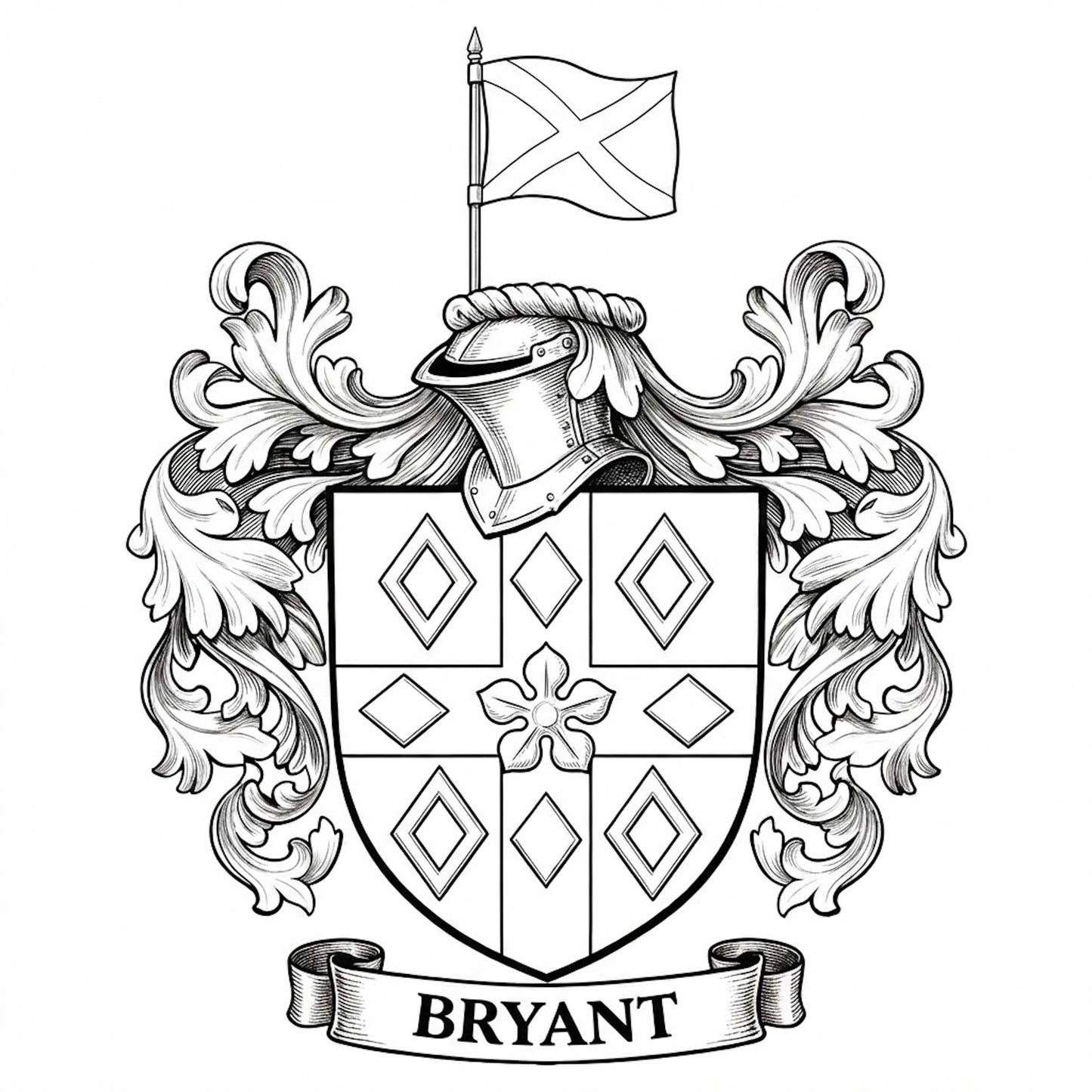 The Bryant Family Coat of Arms digital download: Includes Color PNG, B&W PNG, and SVG vector files