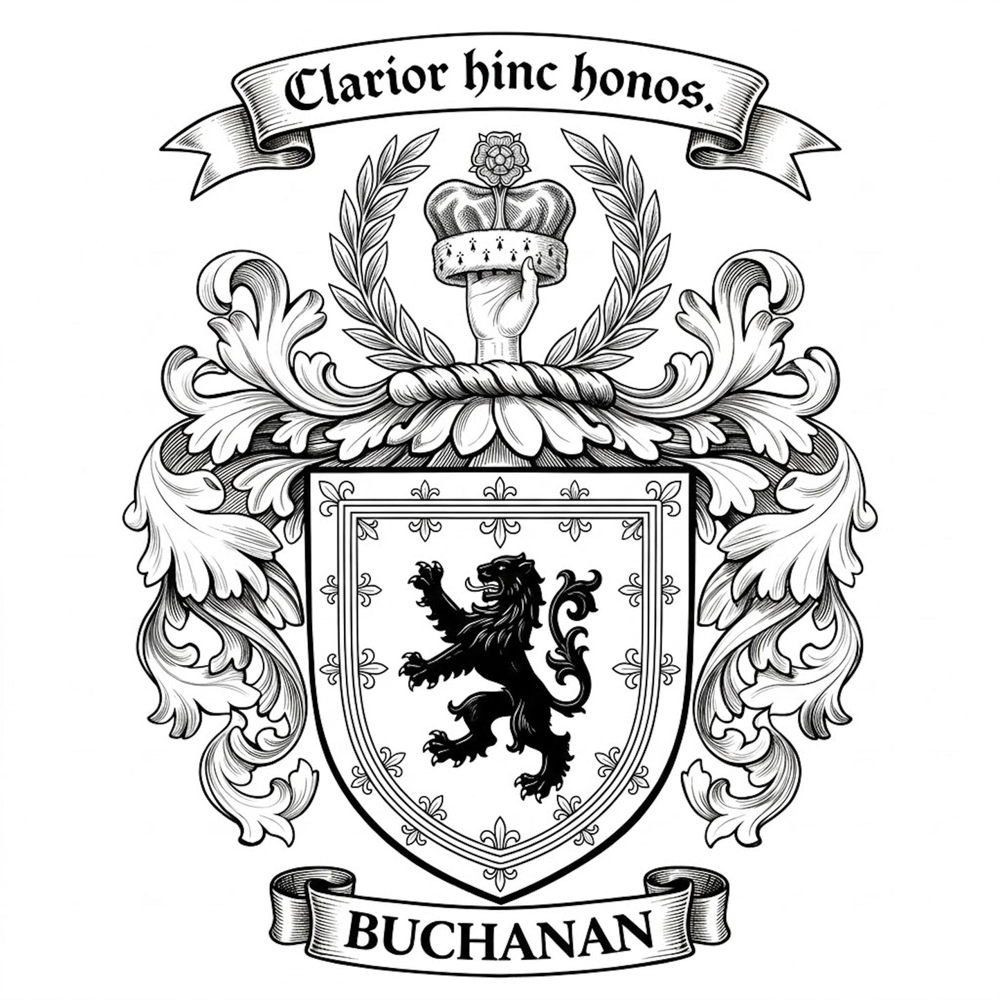 The Buchanan Family Coat of Arms digital download: Includes Color PNG, B&W PNG, and SVG vector files