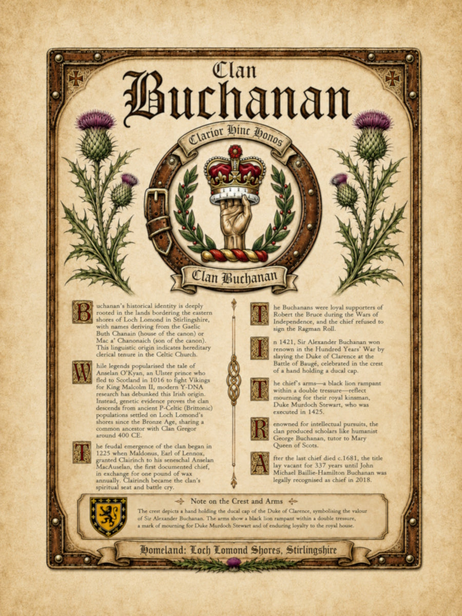 Scottish Clan Buchanan Heritage Poster - Instant Digital Download