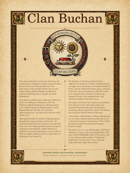 Scottish Clan Buchan Heritage Poster - Instant Digital Download