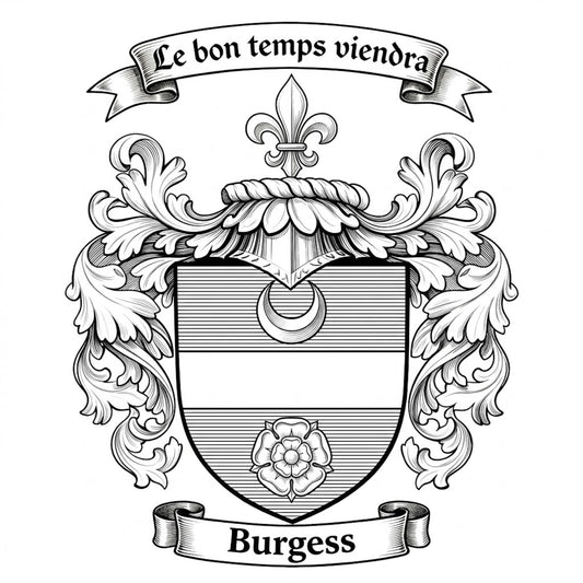 The Burgess Family Coat of Arms digital download: Includes Color PNG, B&W PNG, and SVG vector files