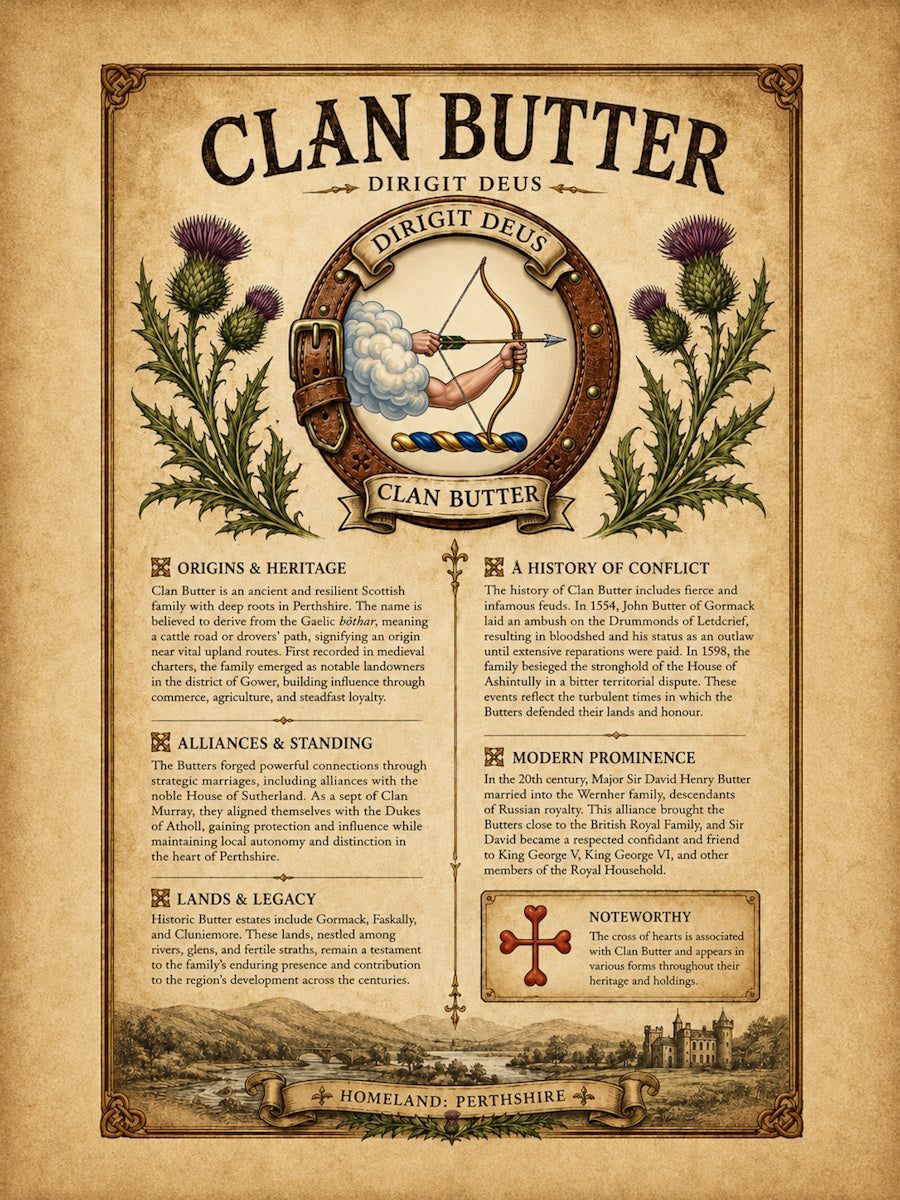 Scottish Clan Butter Heritage Poster - Instant Digital Download
