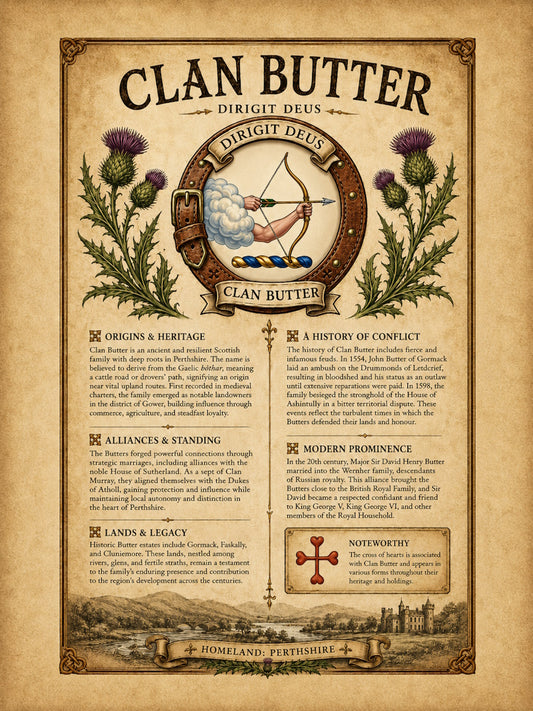Scottish Clan Butter Heritage Poster - Instant Digital Download
