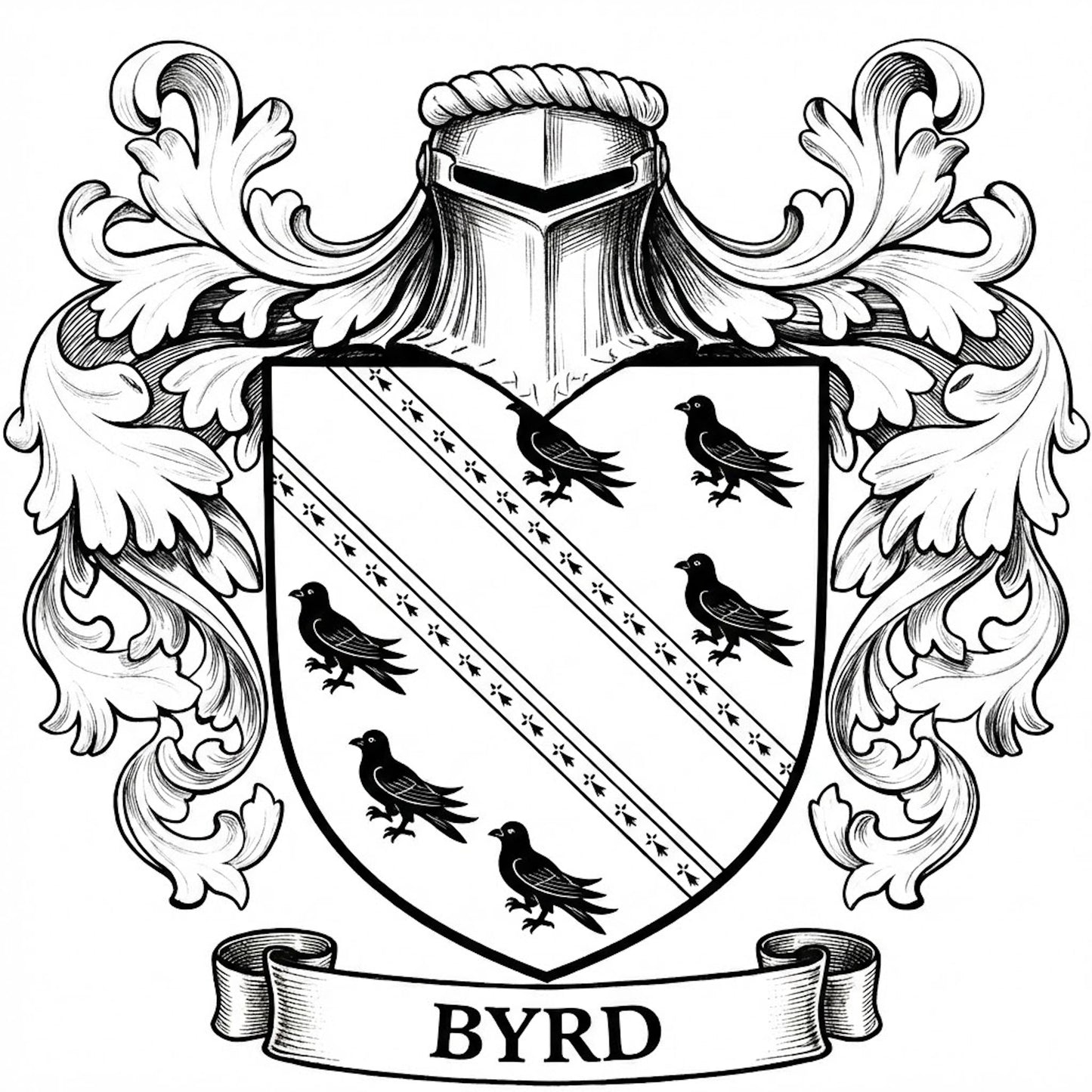 The Byrd Family Coat of Arms digital download: Includes Color PNG, B&W PNG, and SVG vector files
