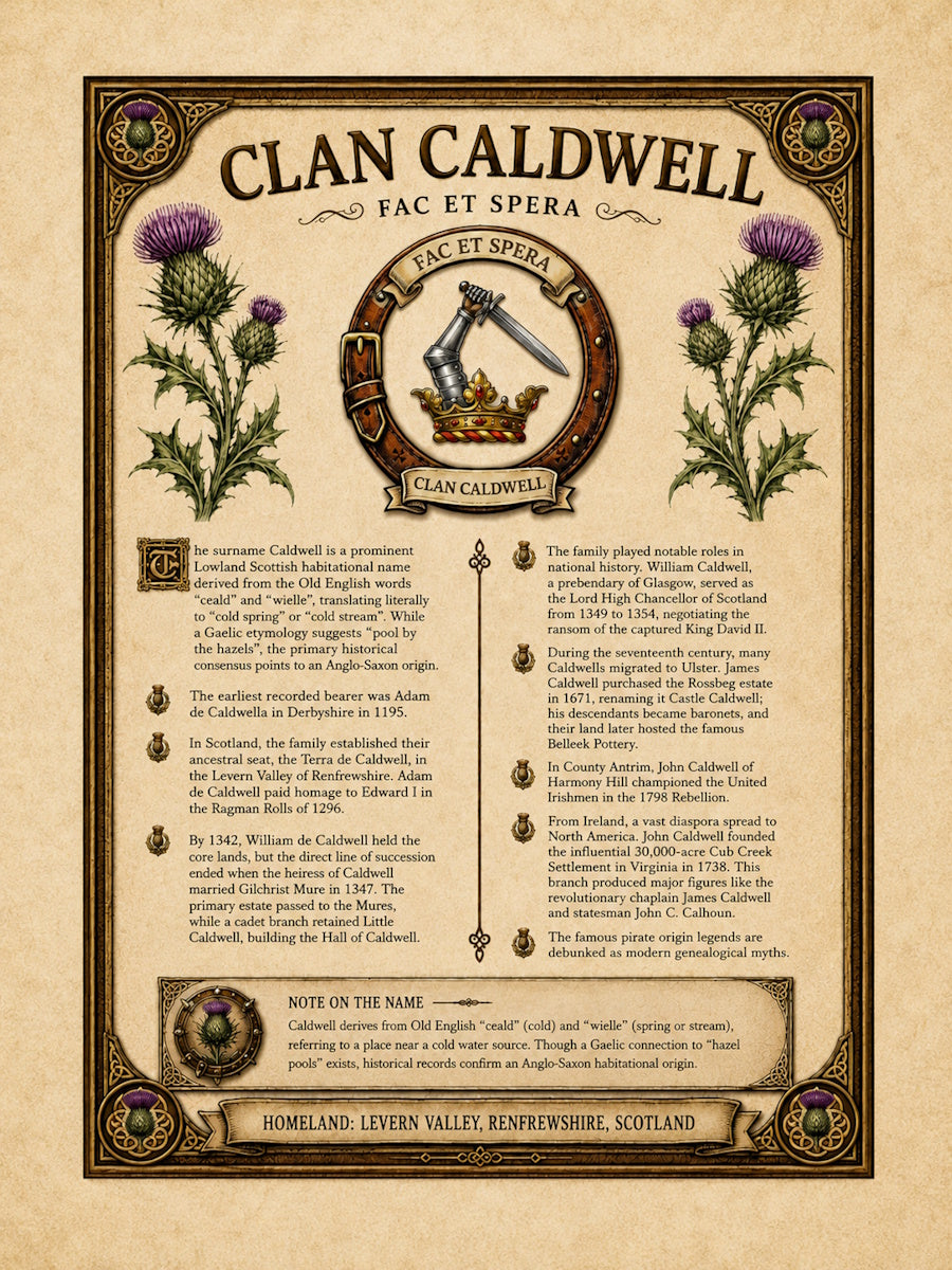Scottish Clan Caldwell Heritage Poster - Instant Digital Download