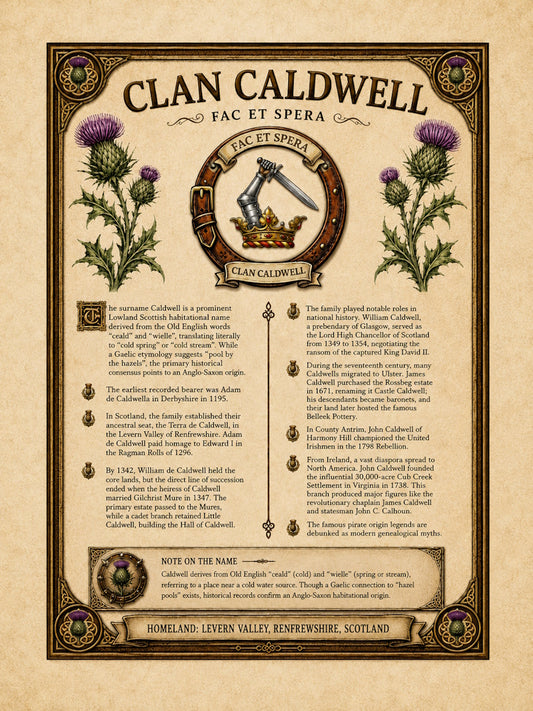 Scottish Clan Caldwell Heritage Poster - Instant Digital Download