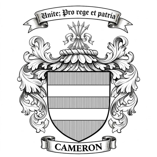 The Cameron Family Coat of Arms digital download: Includes Color PNG, B&W PNG, and SVG vector files
