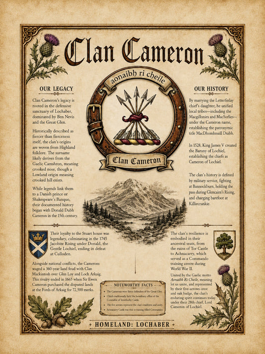 Scottish Clan Cameron Heritage Poster - Instant Digital Download