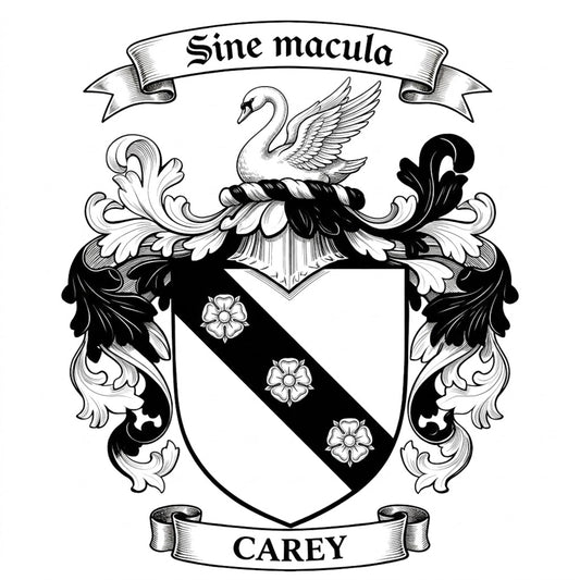The Carey Family Coat of Arms digital download: Includes Color PNG, B&W PNG, and SVG vector files