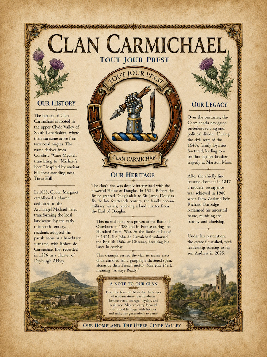 Scottish Clan Carmichael Heritage Poster - Instant Digital Download