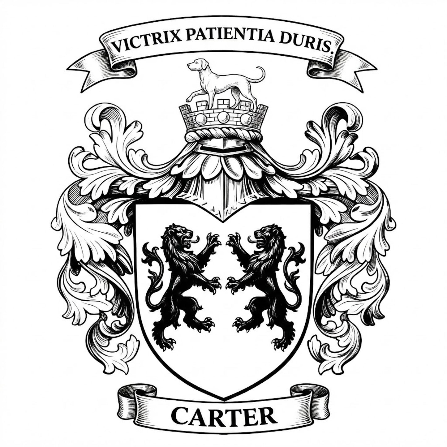 The Carter Family Coat of Arms digital download: Includes Color PNG, B&W PNG, and SVG vector files