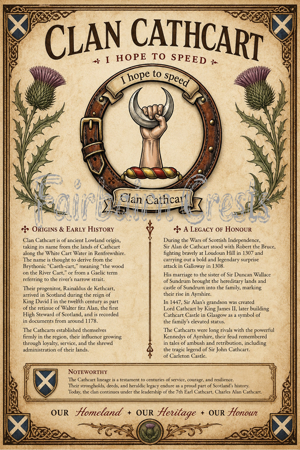Scottish Clan Cathcart Heritage Poster - Instant Digital Download