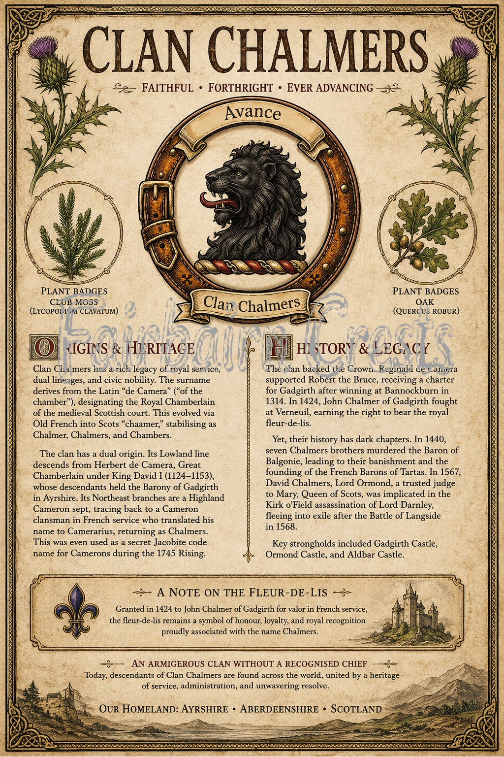 Scottish Clan Chalmers Heritage Poster - Instant Digital Download