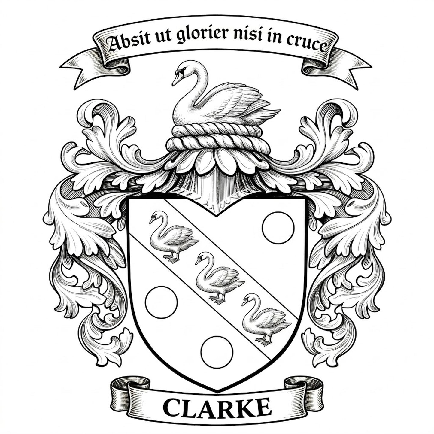 The Clarke Family Coat of Arms digital download: Includes Color PNG, B&W PNG, and SVG vector files