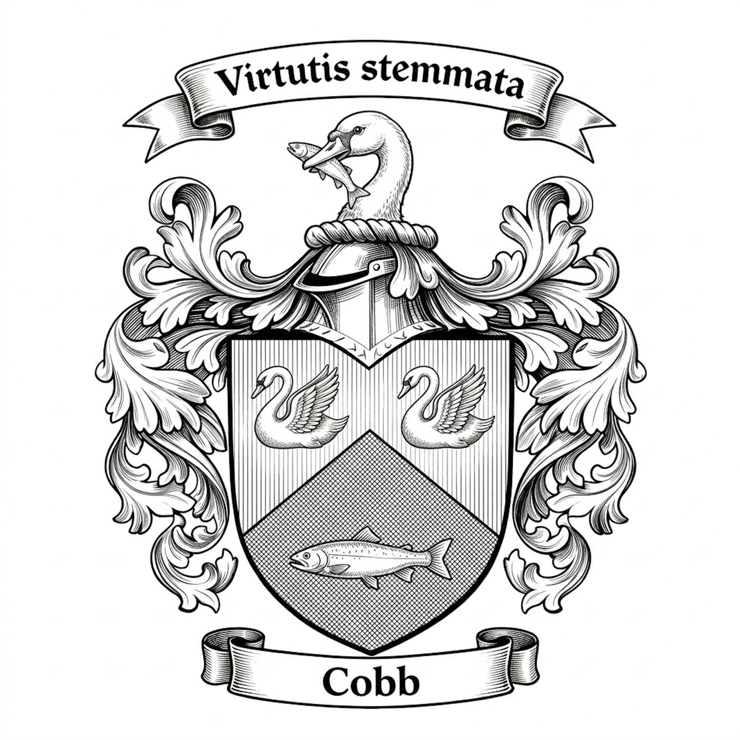 The Cobb Family Coat of Arms digital download: Includes Color PNG, B&W PNG, and SVG vector files