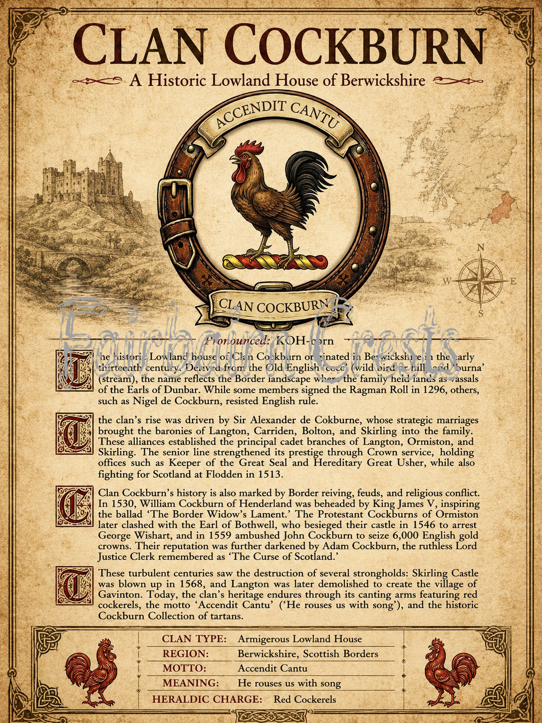 Scottish Clan Cockburn Heritage Poster - Instant Digital Download
