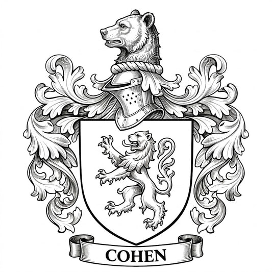 The Cohen Family Coat of Arms digital download: Includes Color PNG, B&W PNG, and SVG vector files