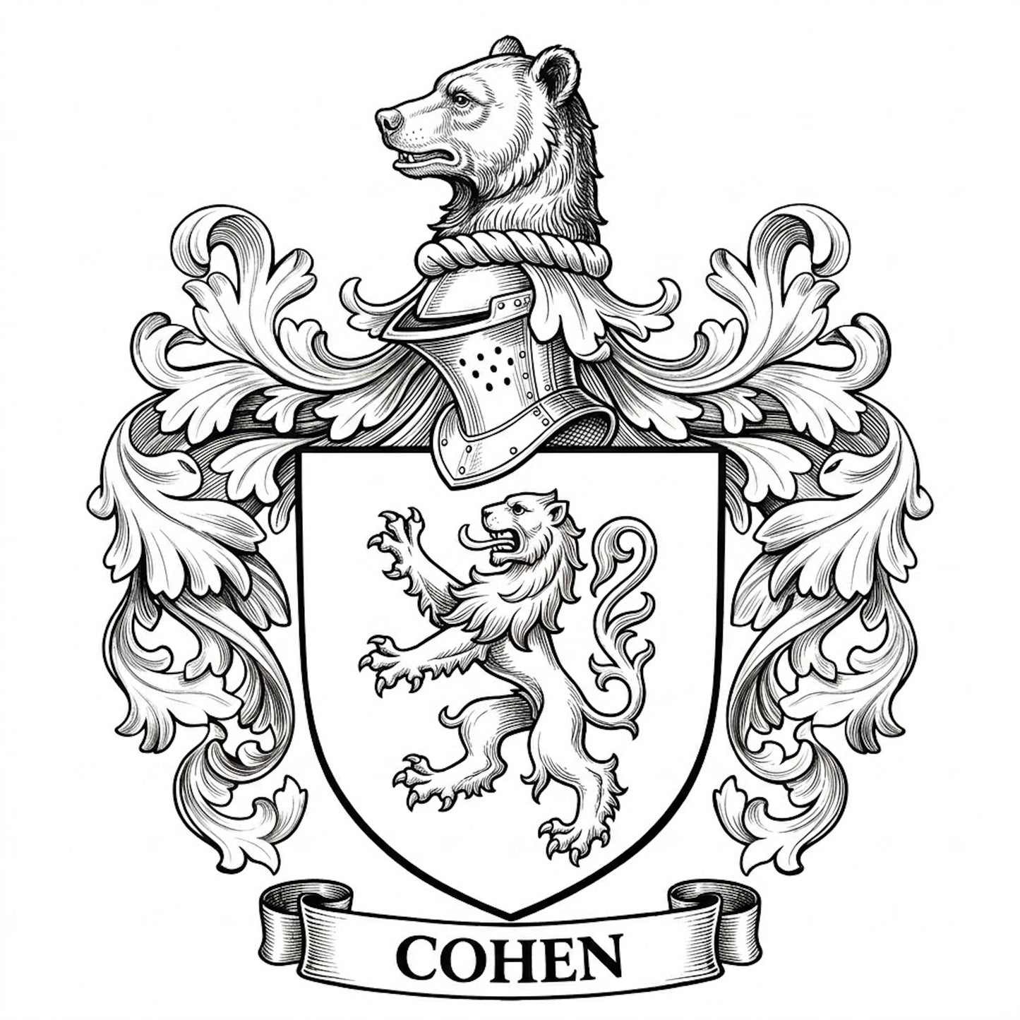 The Cohen Family Coat of Arms digital download: Includes Color PNG, B&W PNG, and SVG vector files