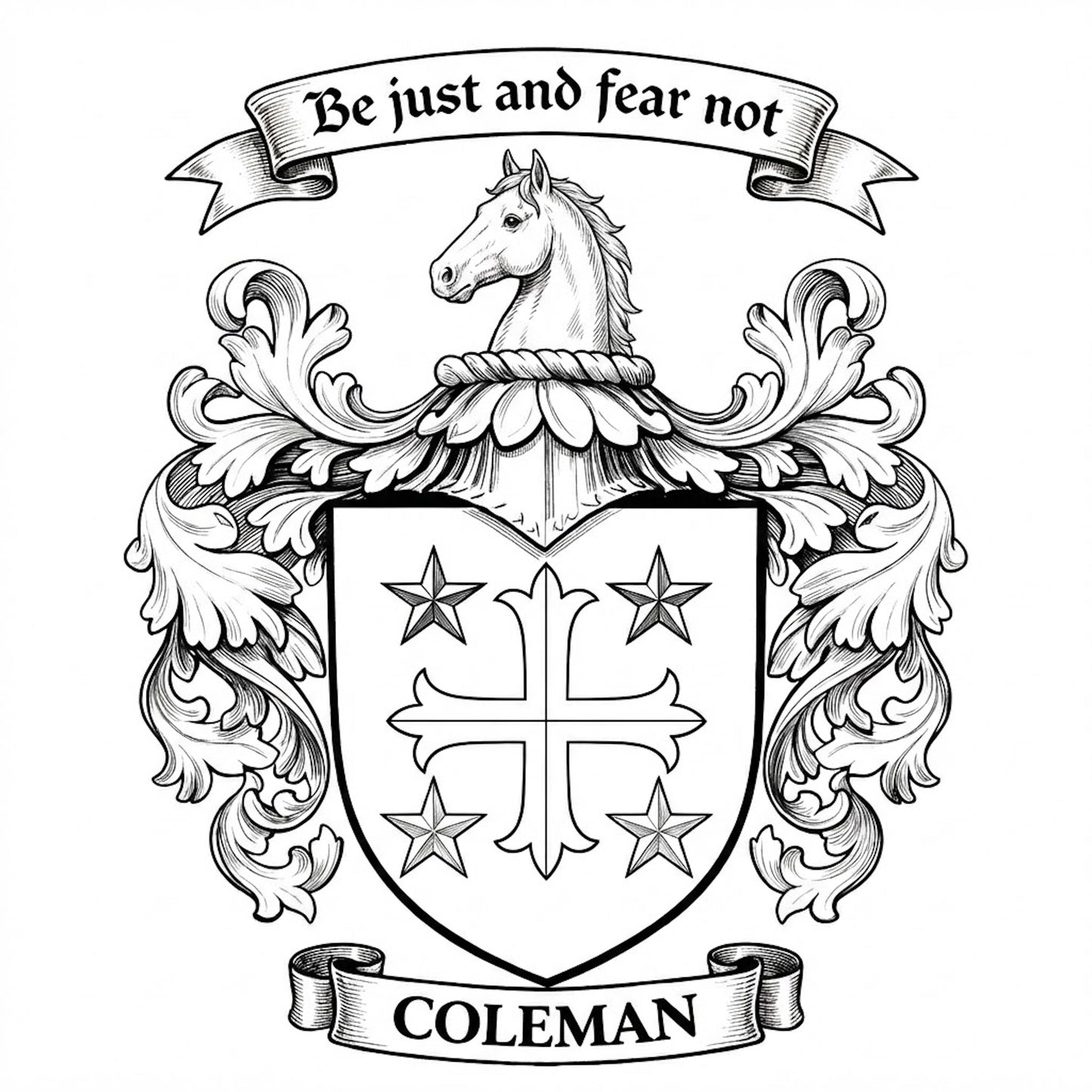 The Coleman Family Coat of Arms digital download: Includes Color PNG, B&W PNG, and SVG vector files