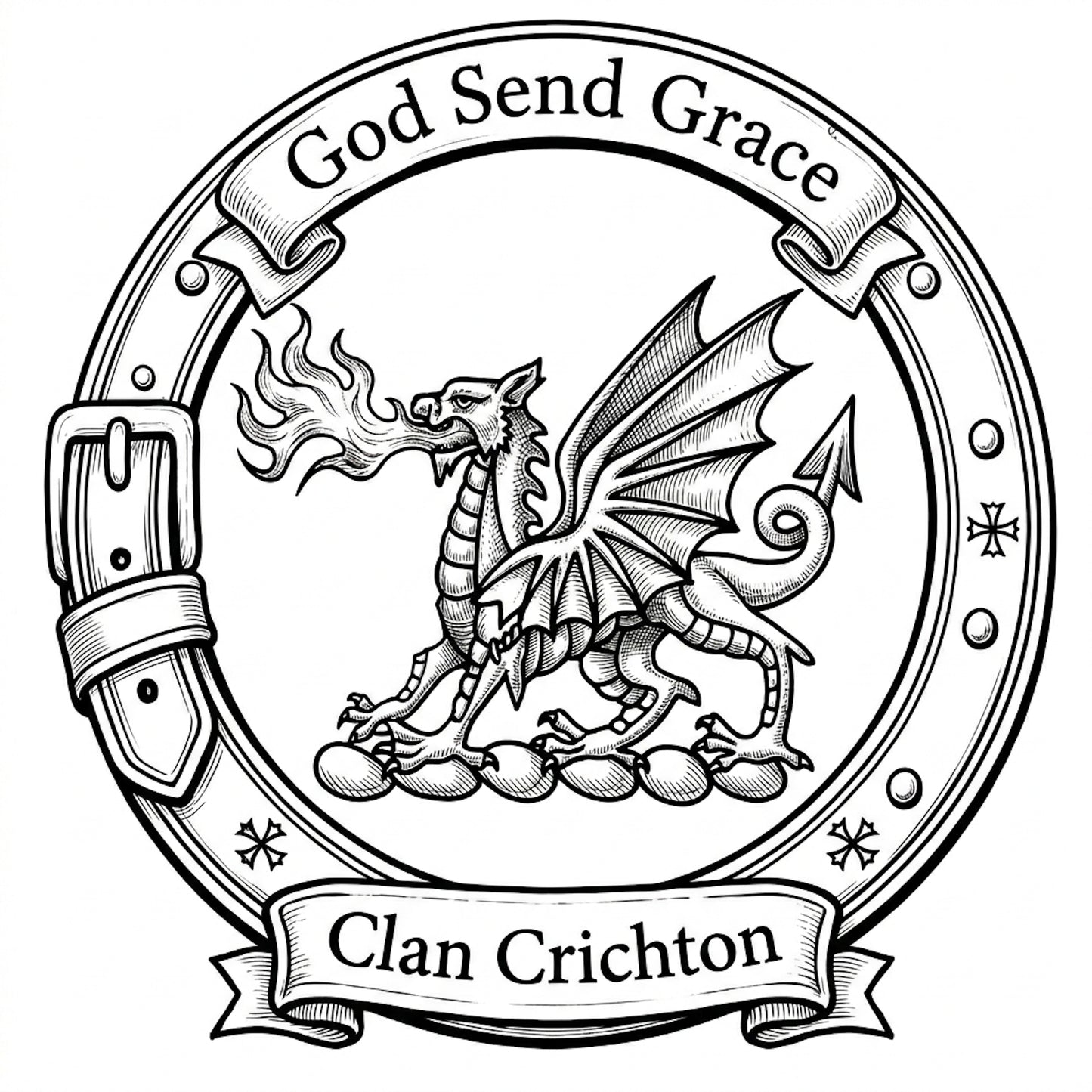 Clan Crichton Crest digital download: Includes Color PNG, B&W PNG, and SVG vector files