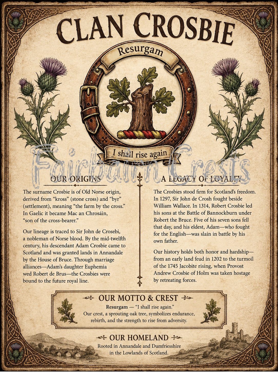Scottish Clan Crosbie Heritage Poster - Instant Digital Download