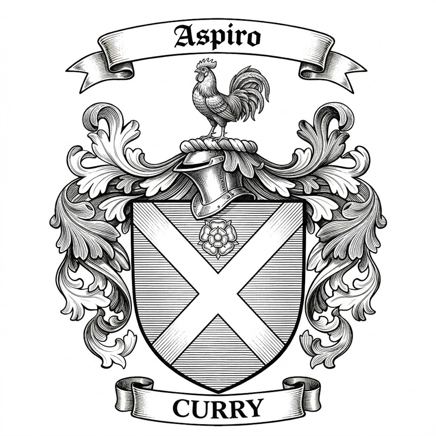 The Curry Family Coat of Arms digital download: Includes Color PNG, B&W PNG, and SVG vector files