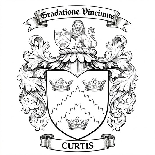 The Curtis Family Coat of Arms digital download: Includes Color PNG, B&W PNG, and SVG vector files