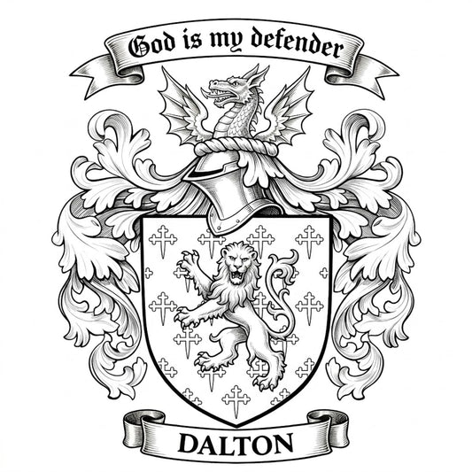 The Dalton Family Coat of Arms digital download: Includes Color PNG, B&W PNG, and SVG vector files