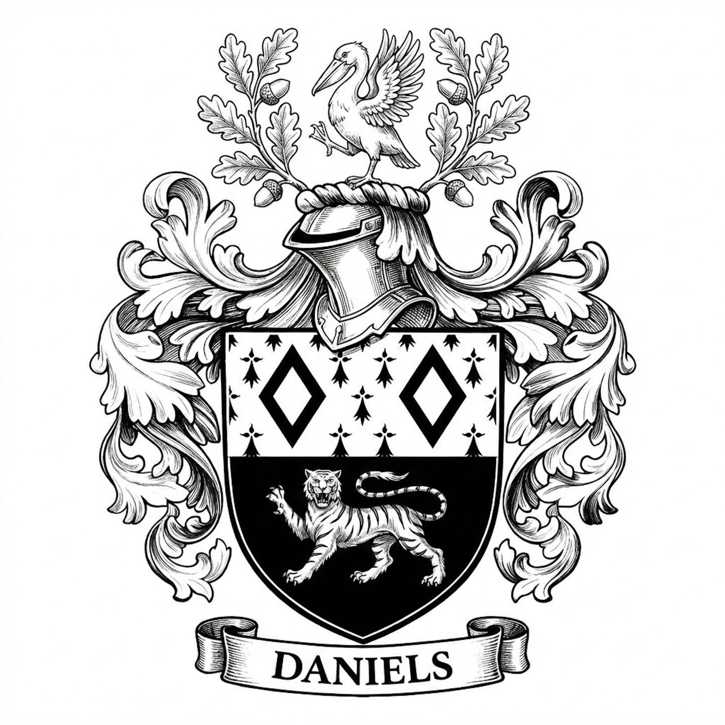 The Daniels Family Coat of Arms digital download: Includes Color PNG, B&W PNG, and SVG vector files