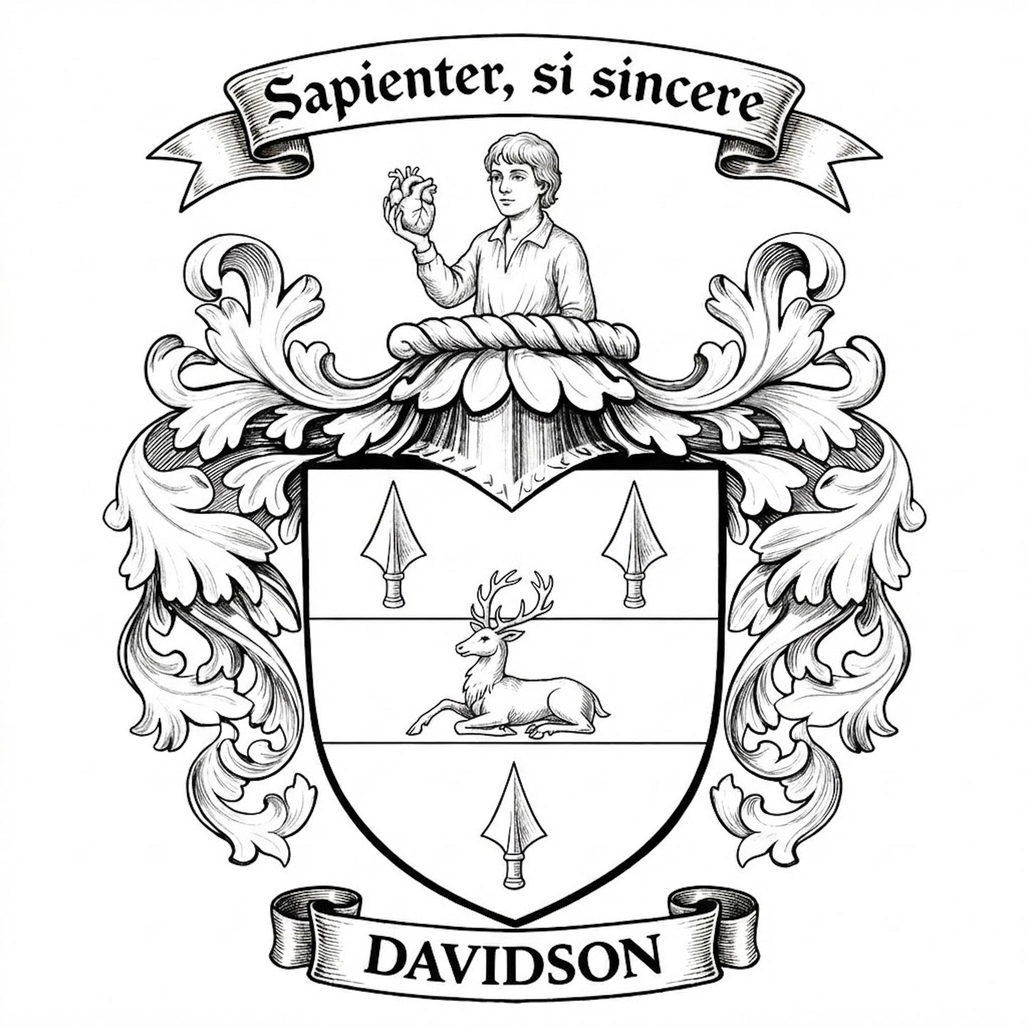 The Davidson Family Coat of Arms digital download: Includes Color PNG, B&W PNG, and SVG vector files