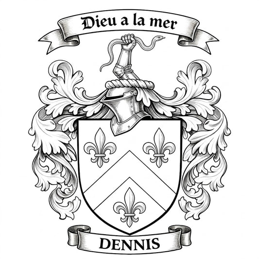 The Dennis Family Coat of Arms digital download: Includes Color PNG, B&W PNG, and SVG vector files
