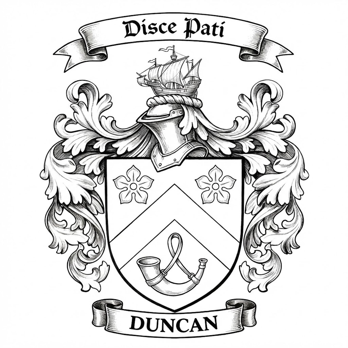 The Duncan Family Coat of Arms digital download: Includes Color PNG, B&W PNG, and SVG vector files