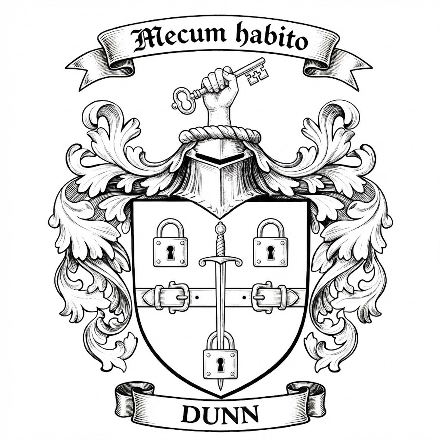 The Dunn Family Coat of Arms digital download: Includes Color PNG, B&W PNG, and SVG vector files