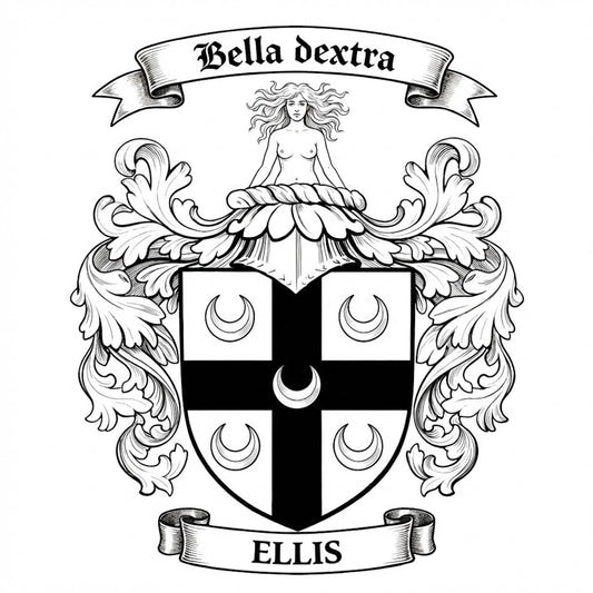 The Ellis Family Coat of Arms digital download: Includes Color PNG, B&W PNG, and SVG vector files